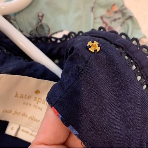 Kate Spade Blue and Red Floral Sleeveless V Neck Mini Dress - Picture 11 of 15